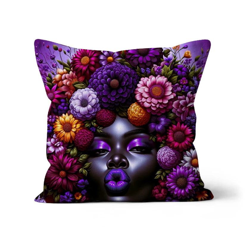 black woman art Purplicious-Cushion